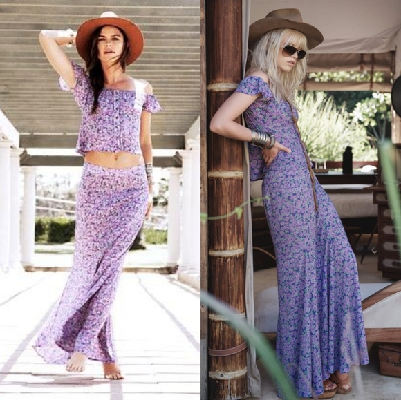 Spell designs wildflower slinky skirt violet M HTF - Picture 4 of 12